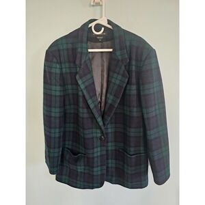 Donny Brook Tartan Plaid Christmas Preppy Wool Blazer Size 16